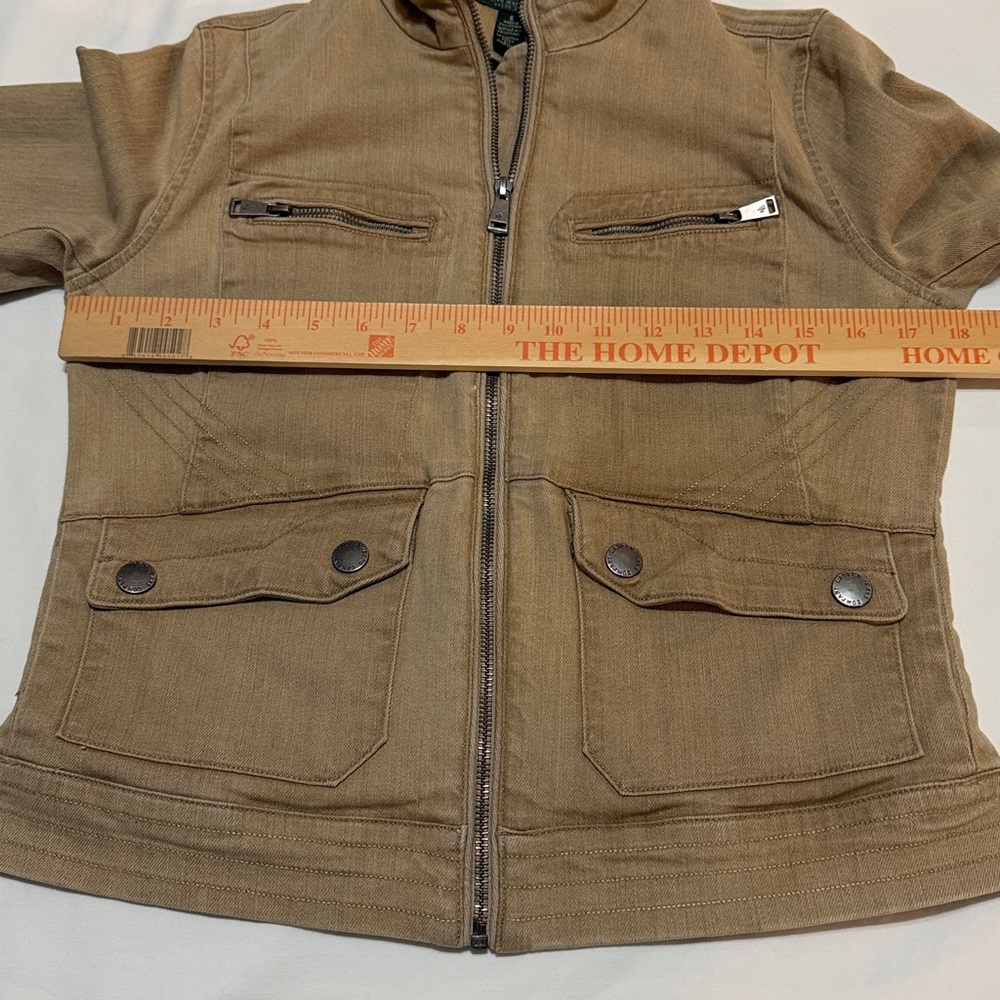 Ralph Lauren Jeans Company Denim Tan Moto Jacket, Full Zip size 6 - Picture 9 of 15